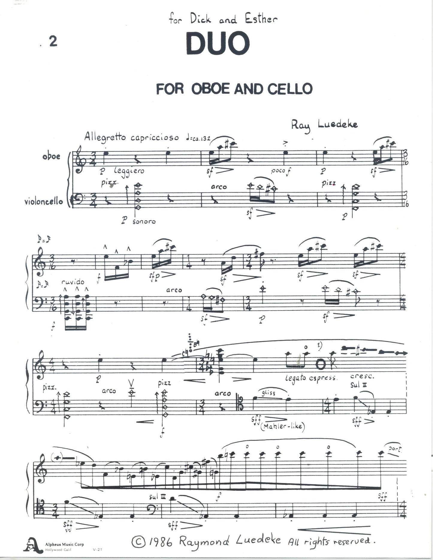 DUO FOR OBOE AND CELLO