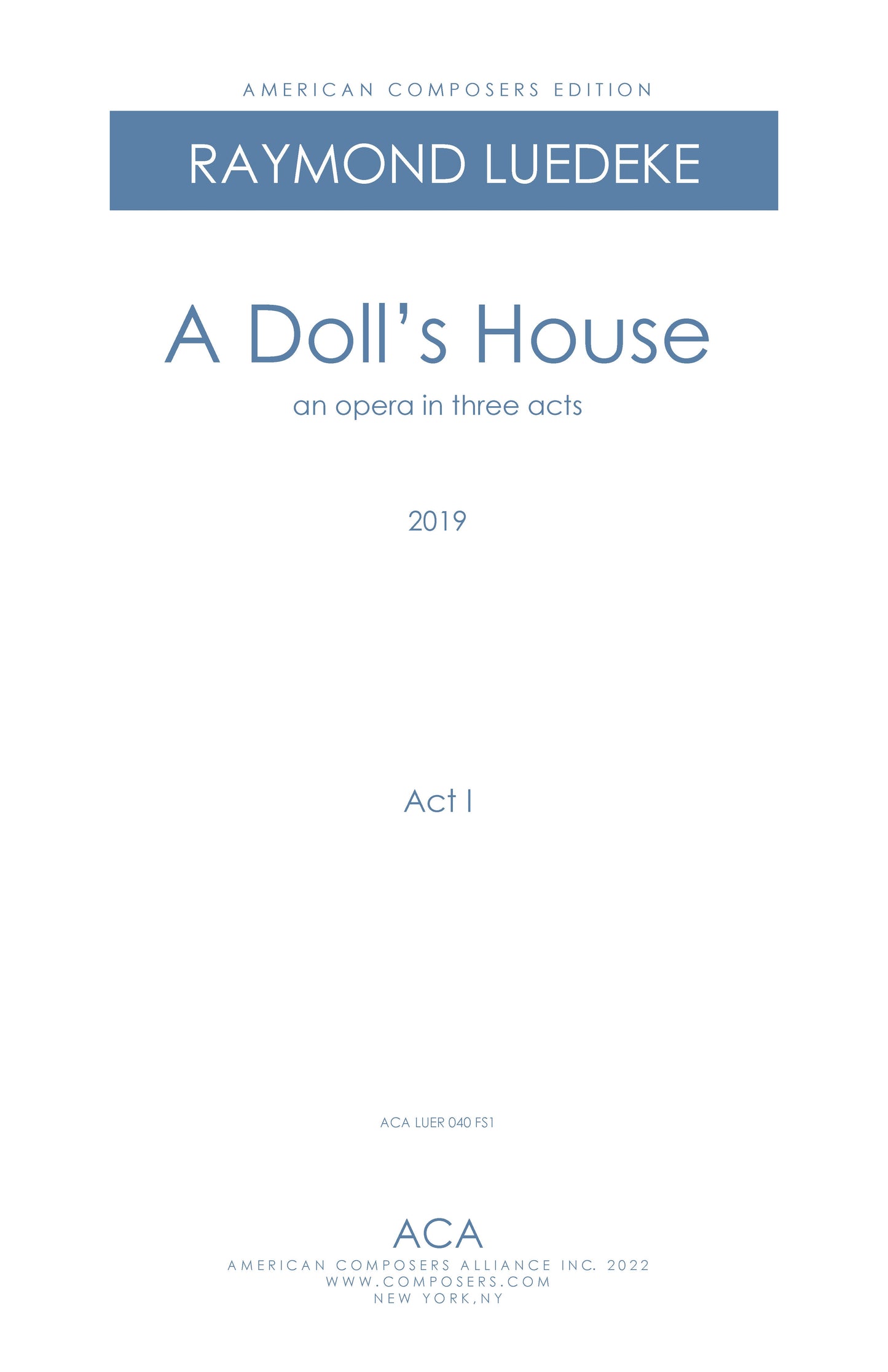 Doll's House - Orchestra full score Act 1