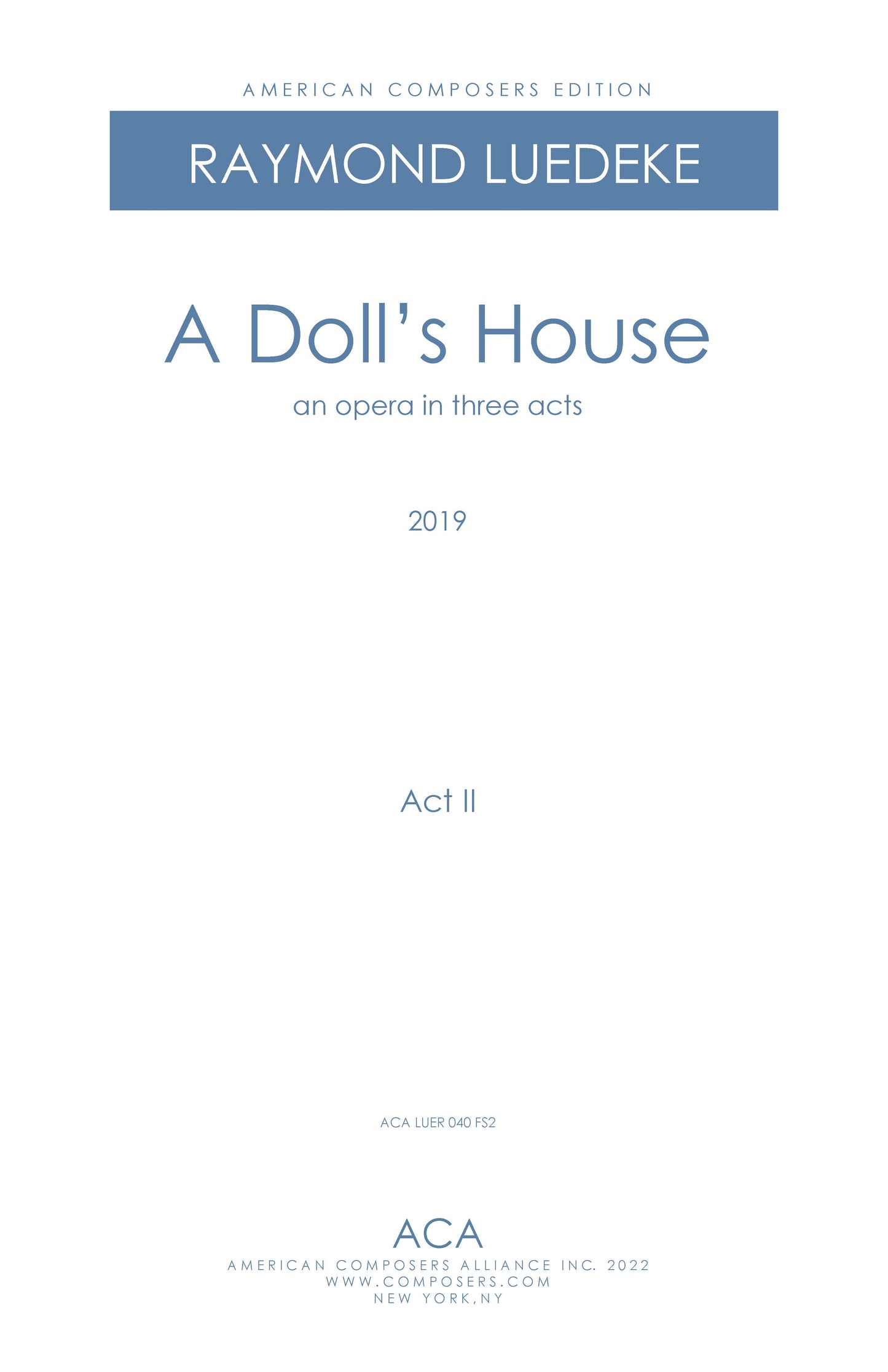 Doll's House - Orchestra full score Act 2