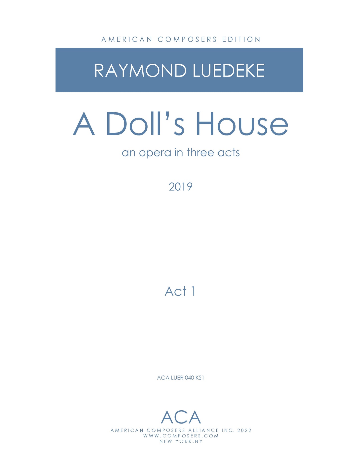 Doll's House - Double Keyboard Version Act 1