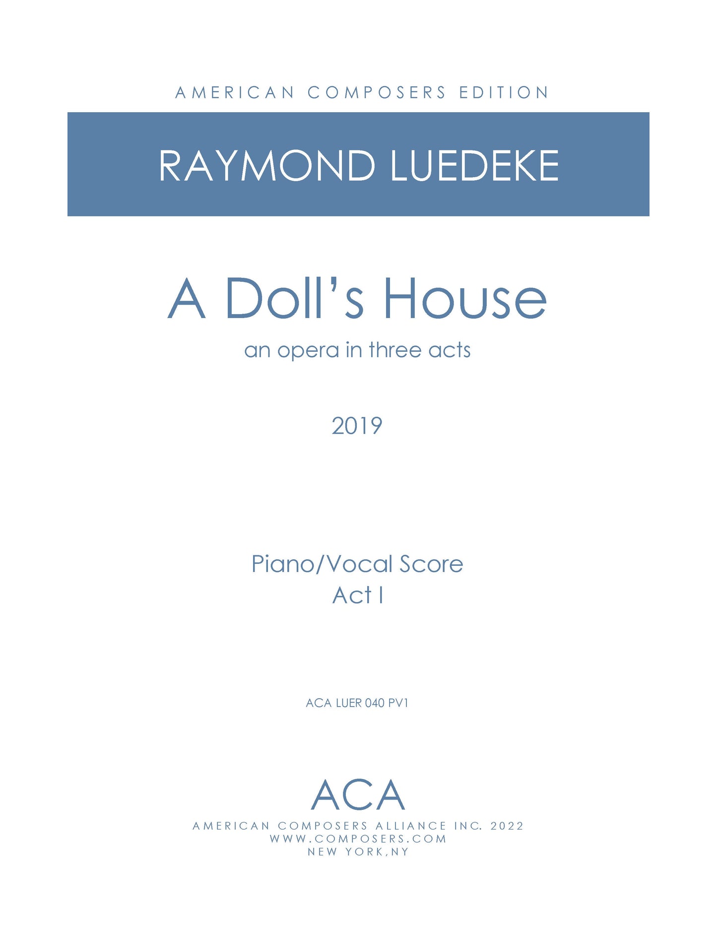 Doll's House - Piano/Vocal Score Act 1