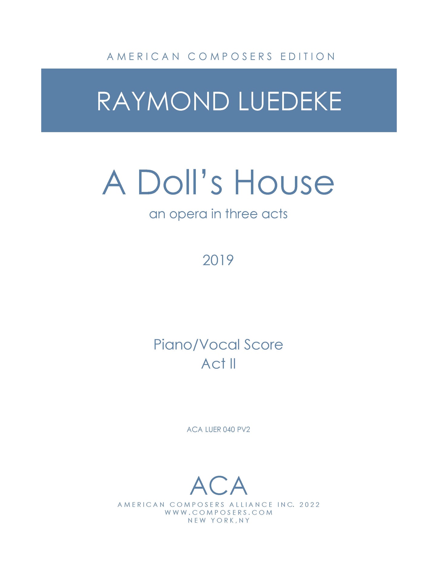 Doll's House - Piano/Vocal Score Act 2