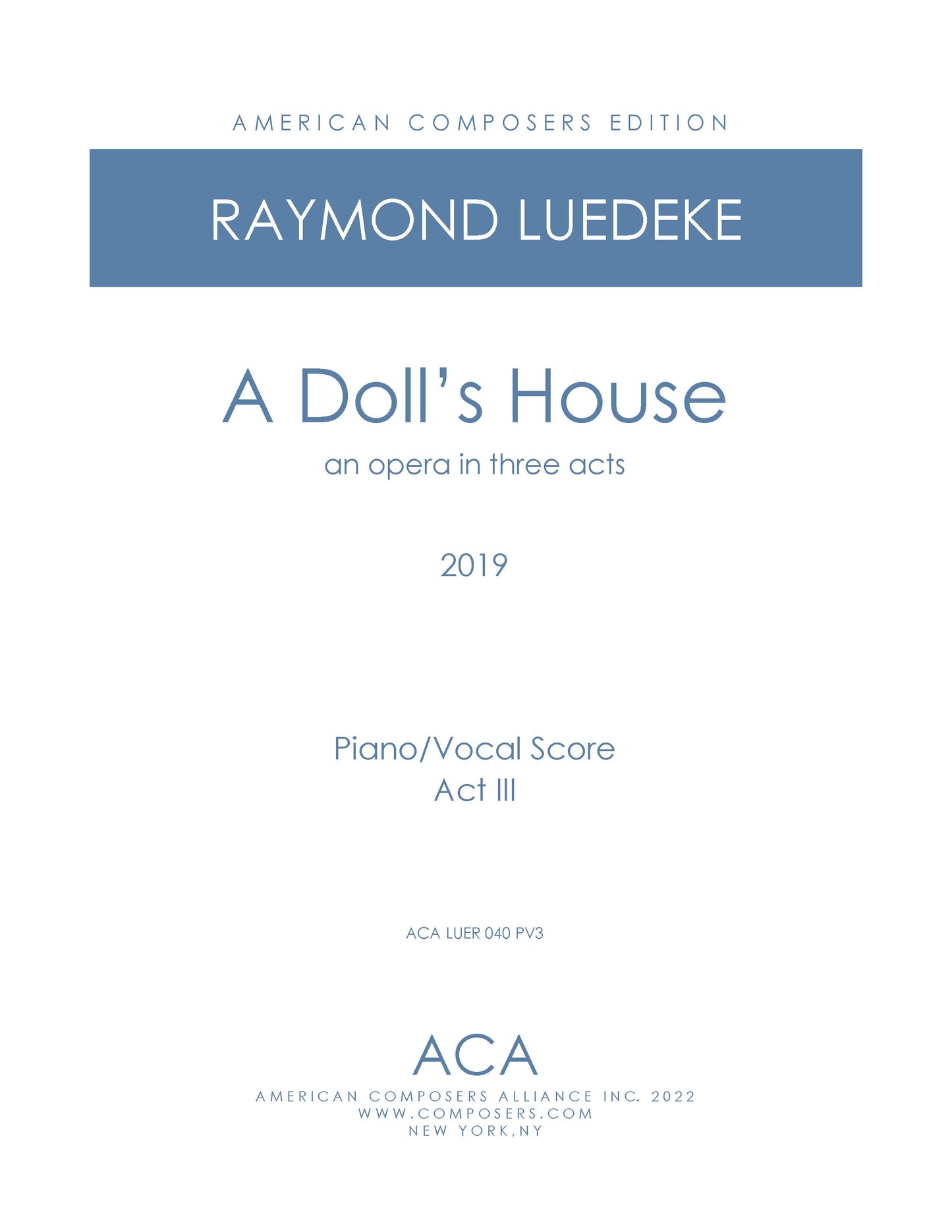 Doll's House - Piano/Vocal Score Act 3