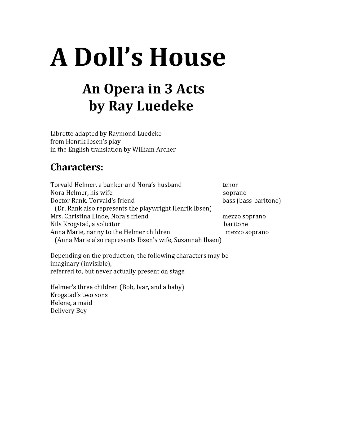 Doll's House Libretto