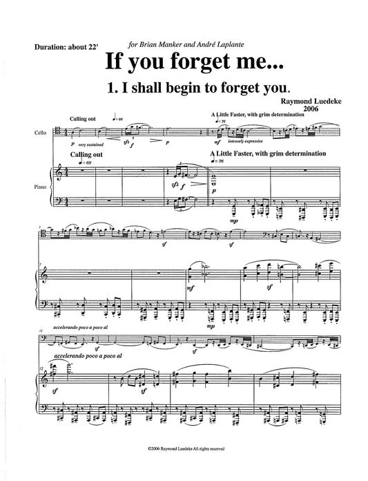 IF YOU FORGET ME... cello and piano