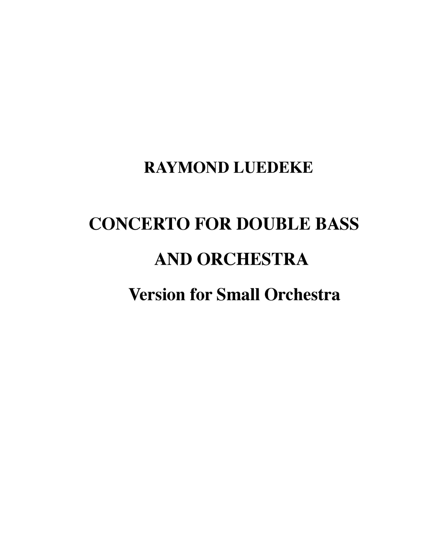 CONCERTO FOR DOUBLE BASS AND SMALL ORCHESTRA