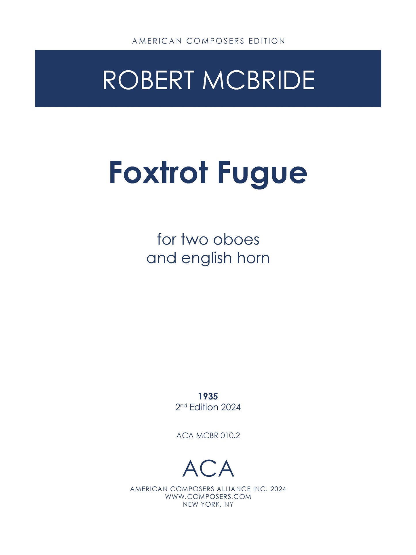 Foxtrot Fugue For Two Oboes And English Horn