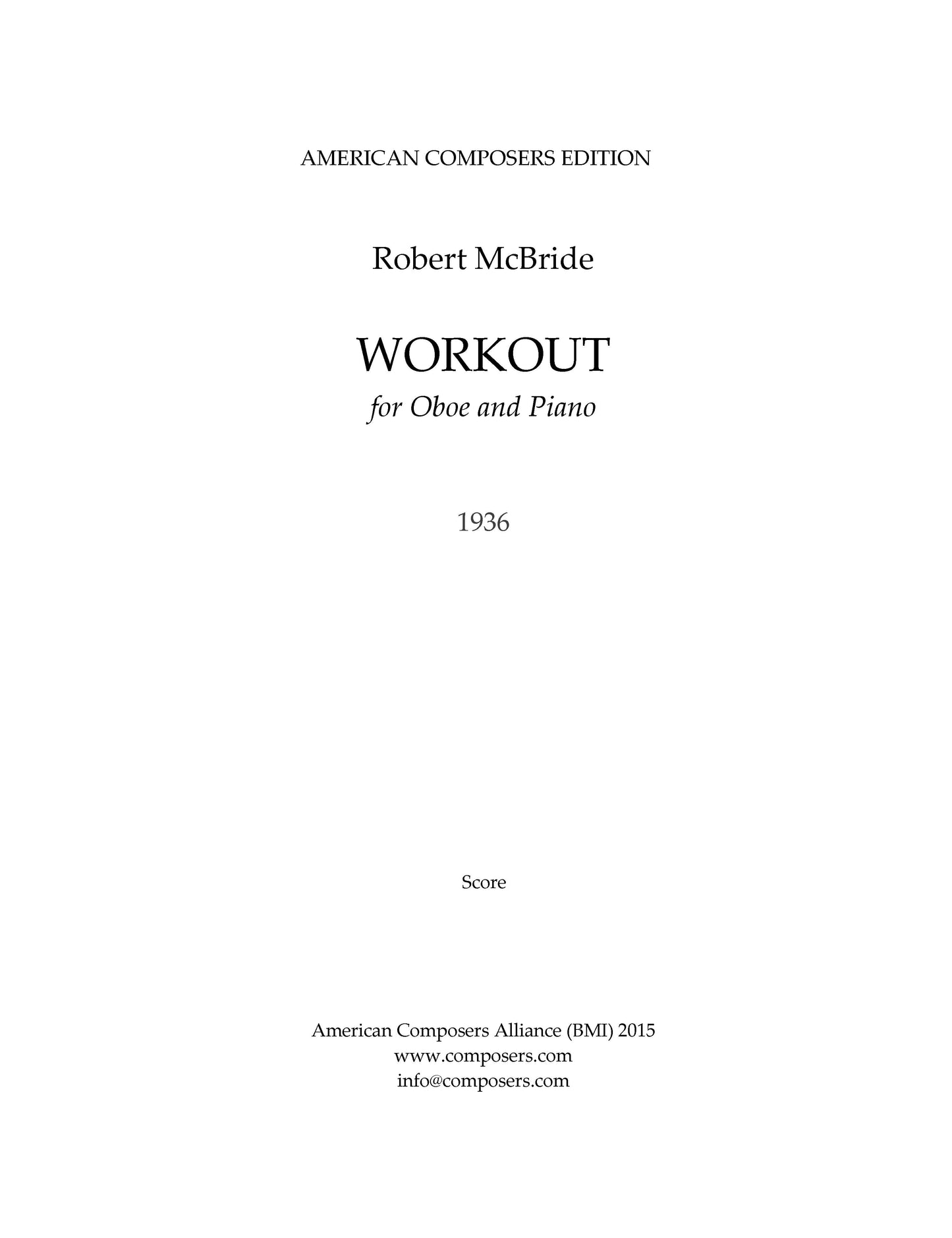 Workout For Oboe And Piano