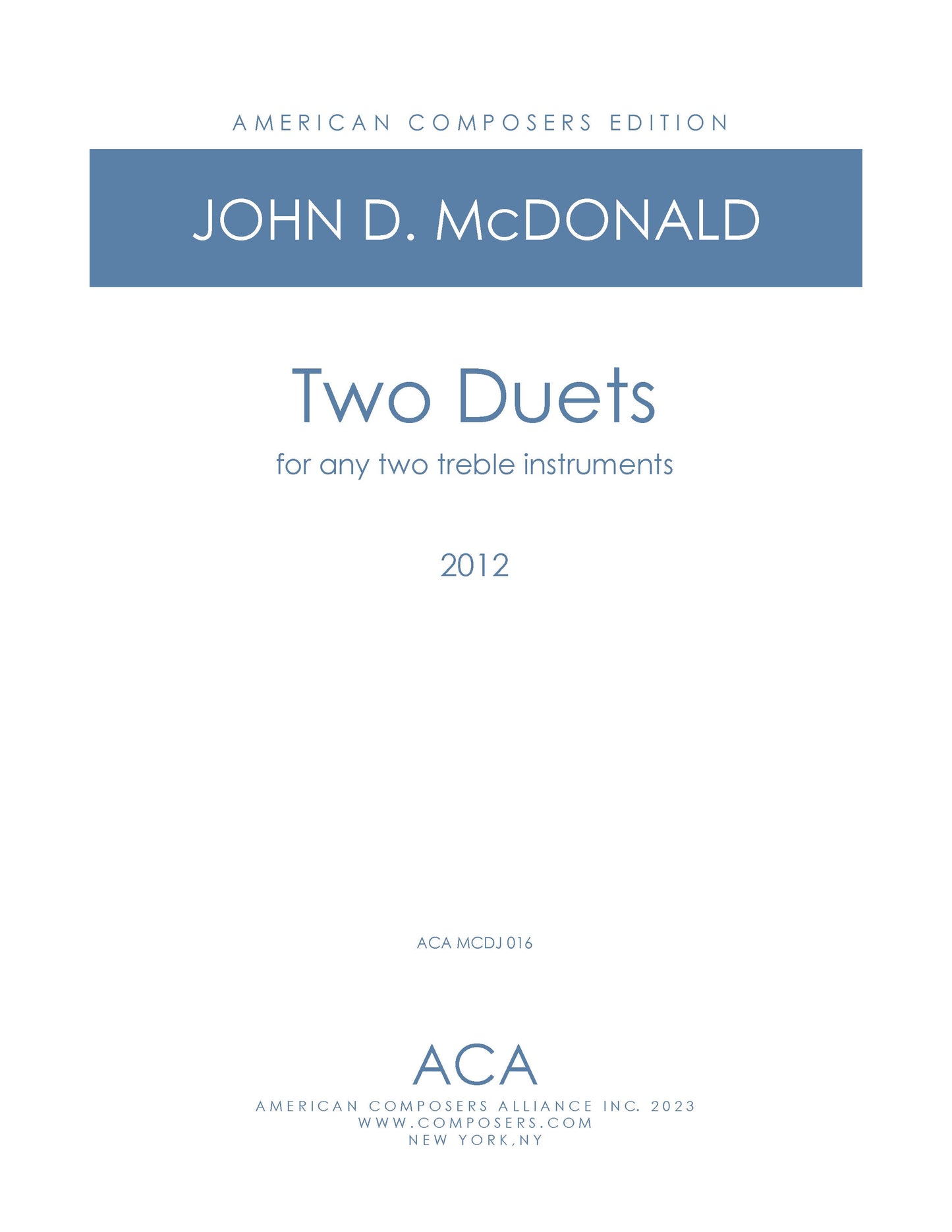 Two Duets for Any Two Treble Instruments