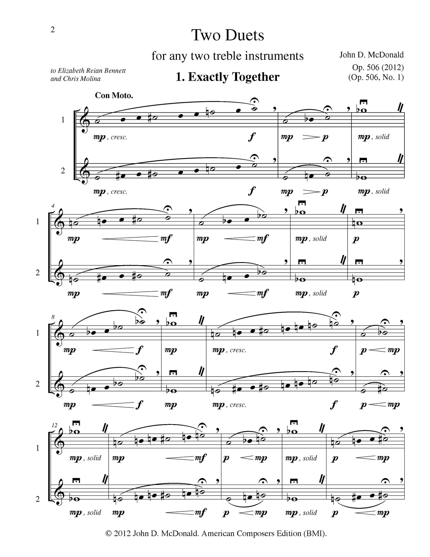 Two Duets for Any Two Treble Instruments