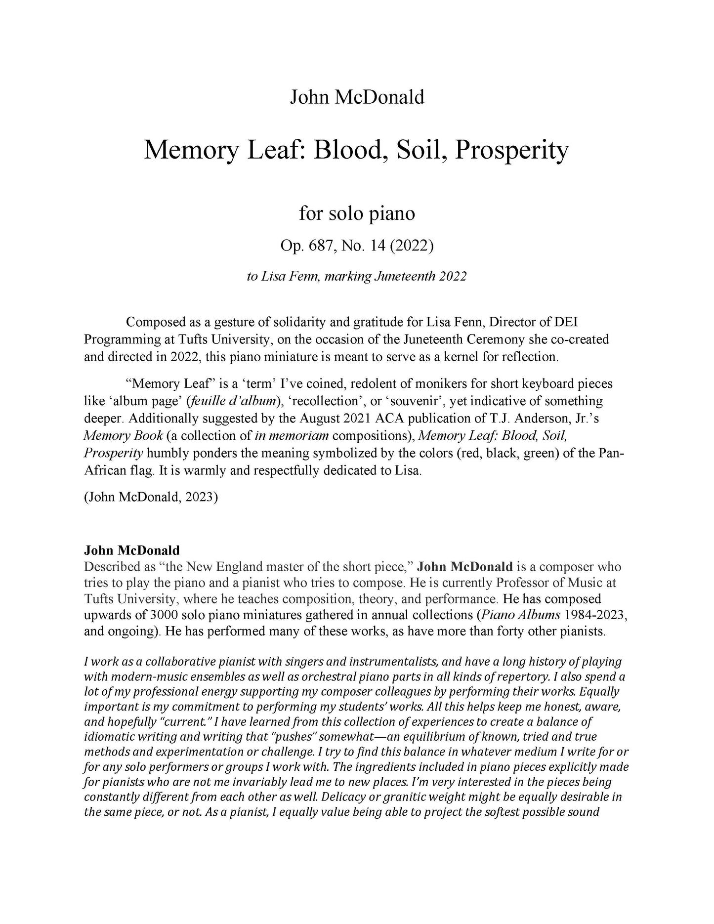 Memory Leaf: Blood, Soil, Prosperity