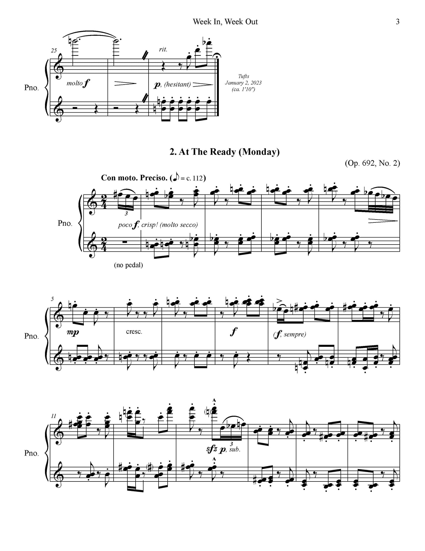 Week In, Week Out: Seven One-A-Day Piano Pieces