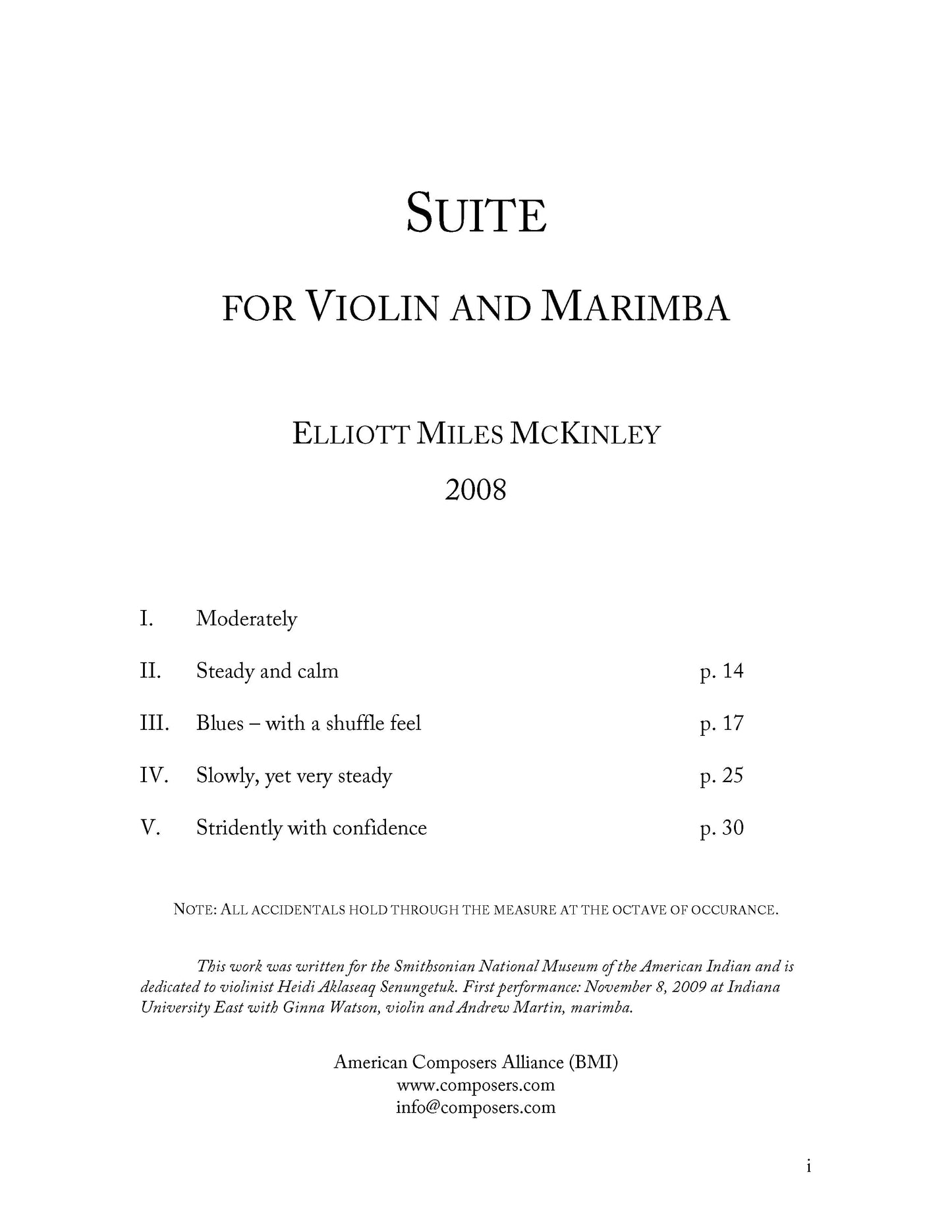 Suite for Violin and Marimba