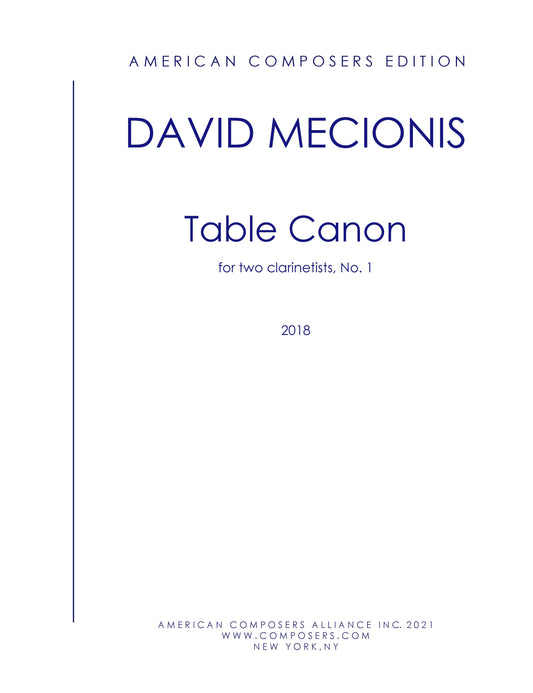 Table Canon for Two Clarinetists, No. 1