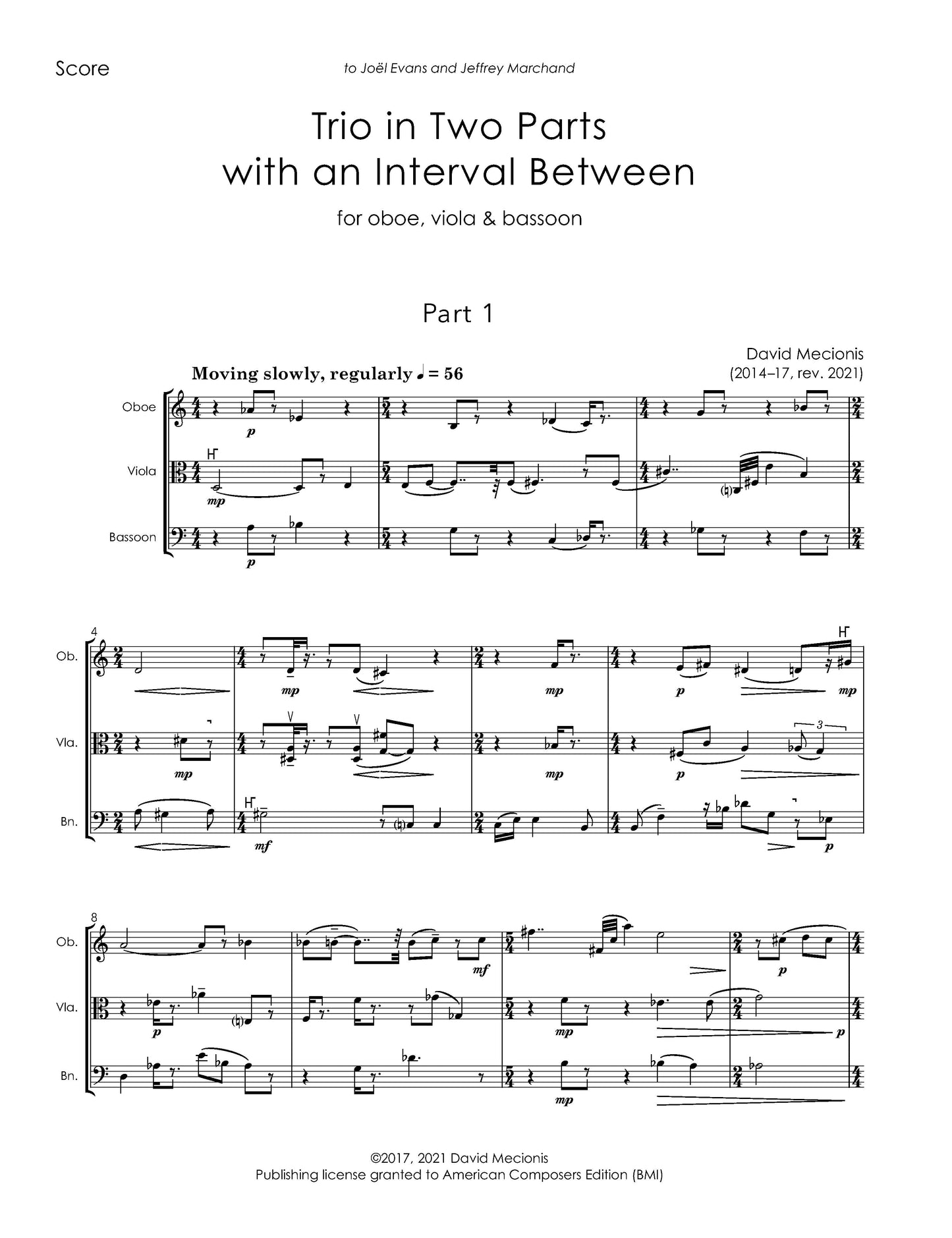 Trio in Two Parts with an Interval Between