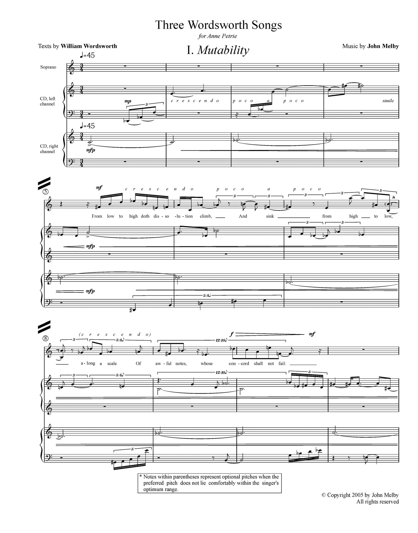 Three Wordsworth Songs For Soprano And Computer