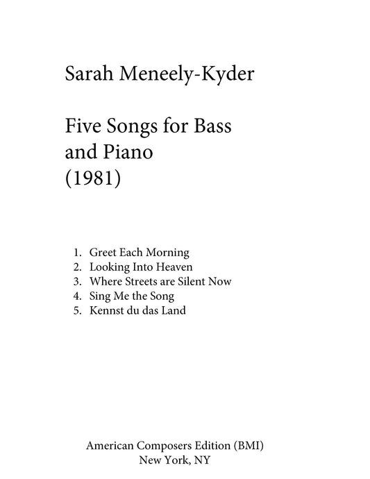 Five Songs For Bass And Piano