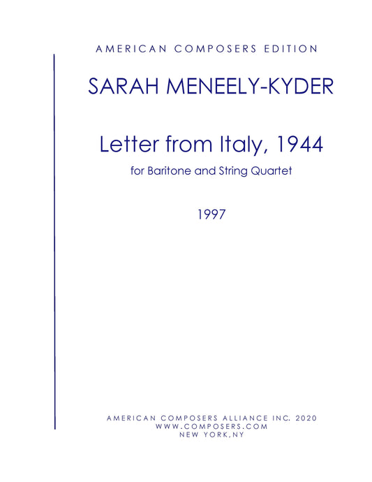 Letter From Italy 1944 - Baritone And String Quartet