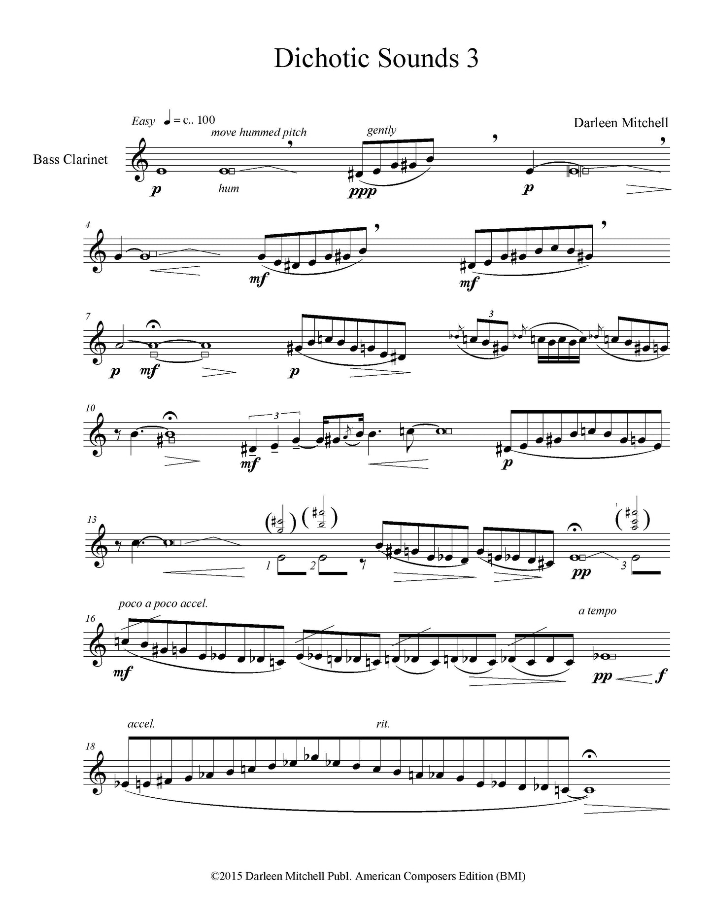 Dichotic Sounds 3 - For Bass Clarinet