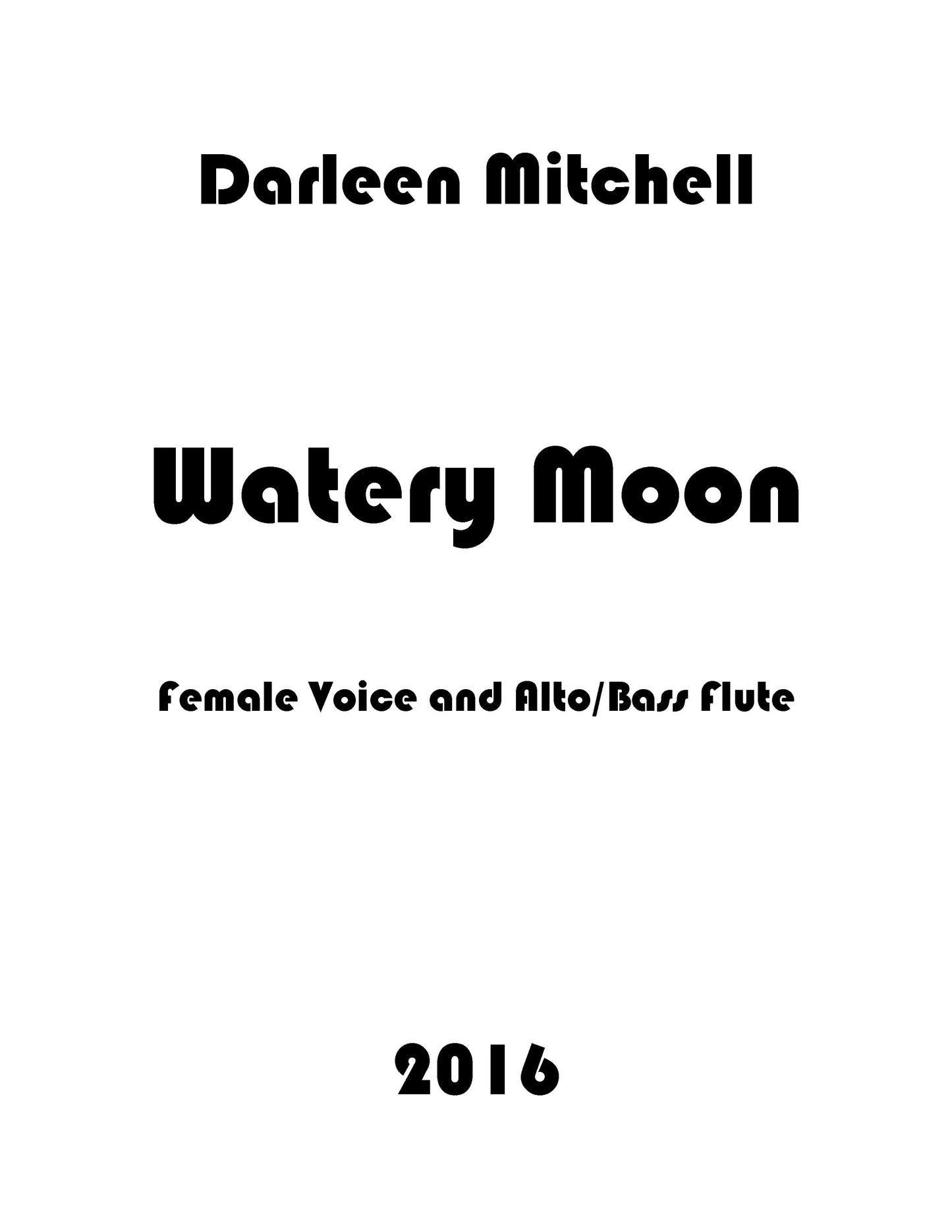 Watery Moon for Voice and Flute