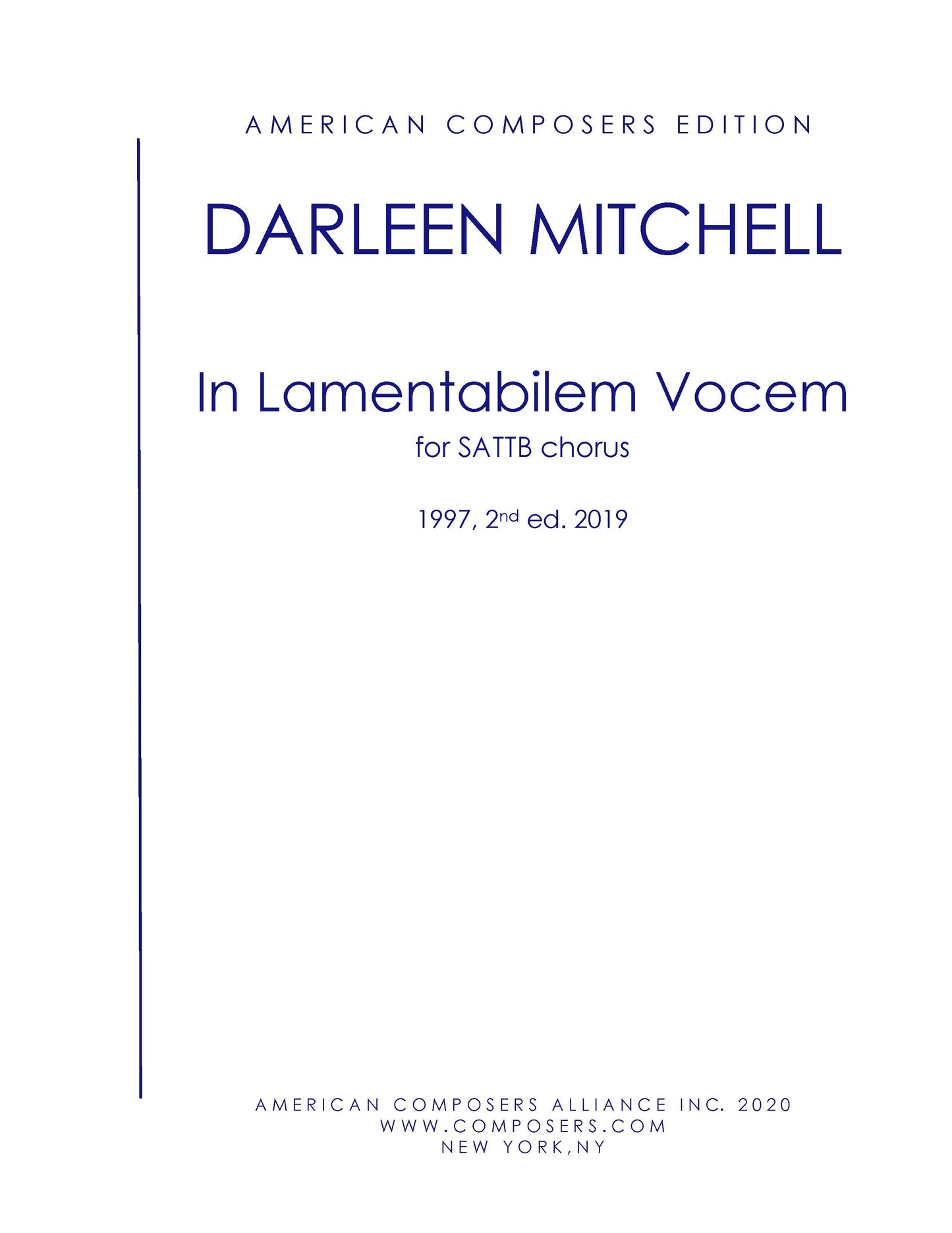 In Lamentabilem Vocem (A Capella)