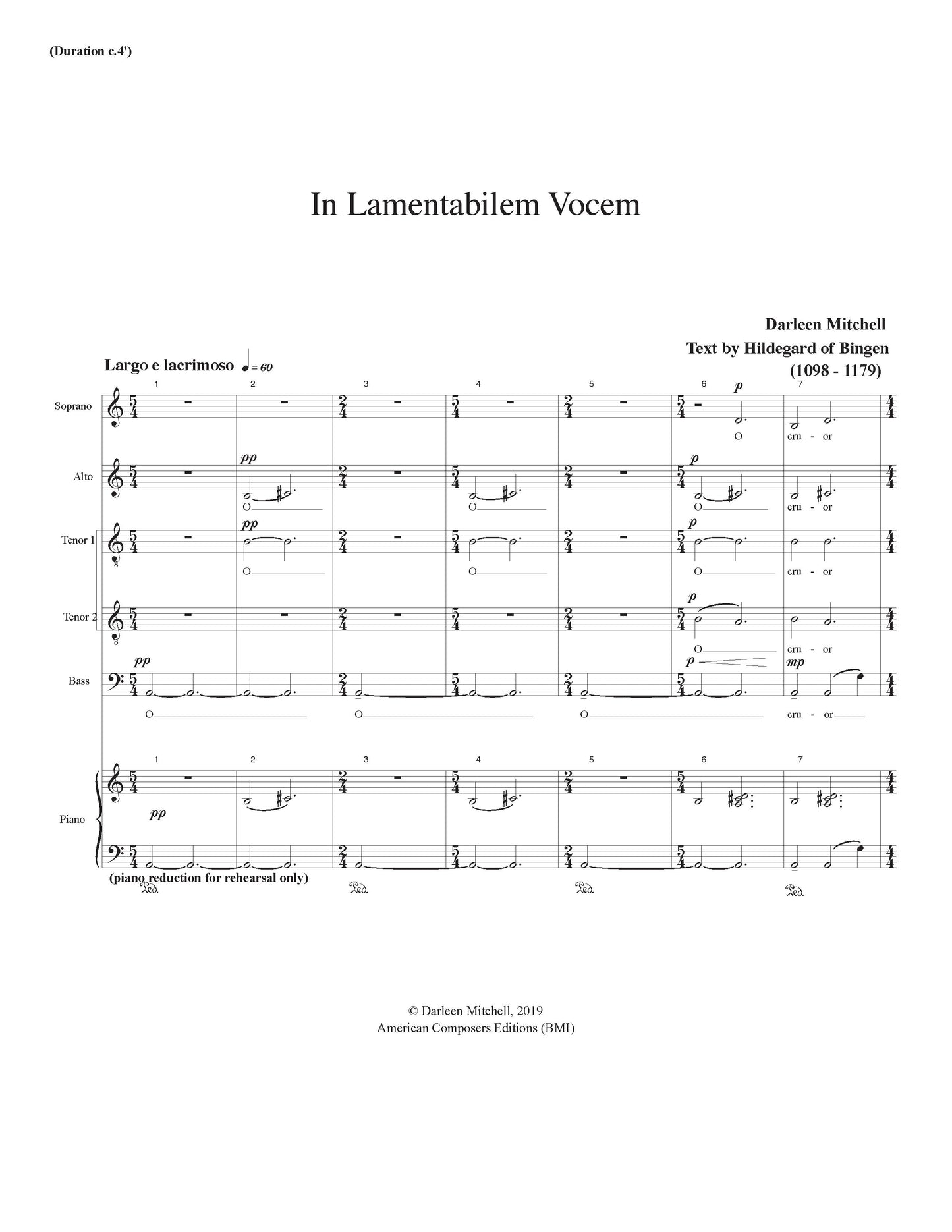 In Lamentabilem Vocem (A Capella)