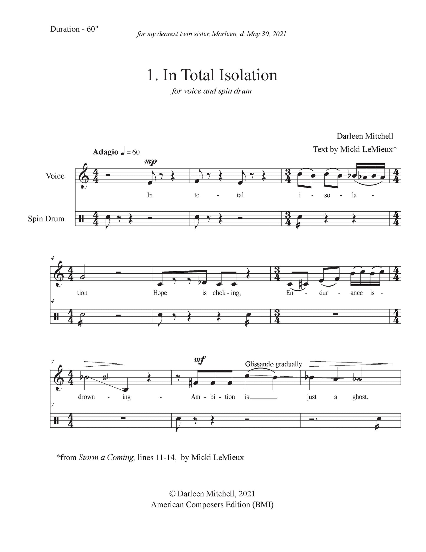 Five Miniatures for Voice With Percussion