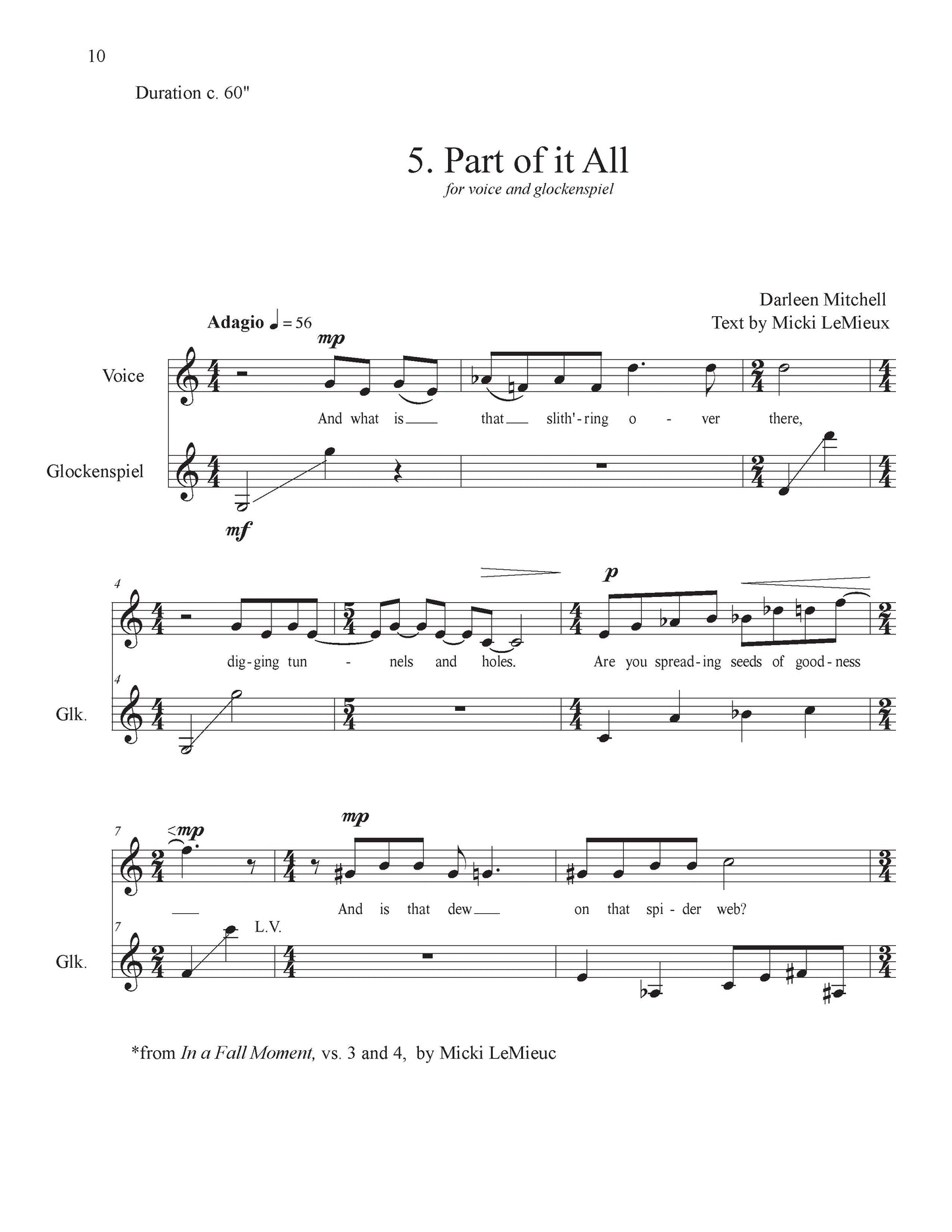 Five Miniatures for Voice With Percussion