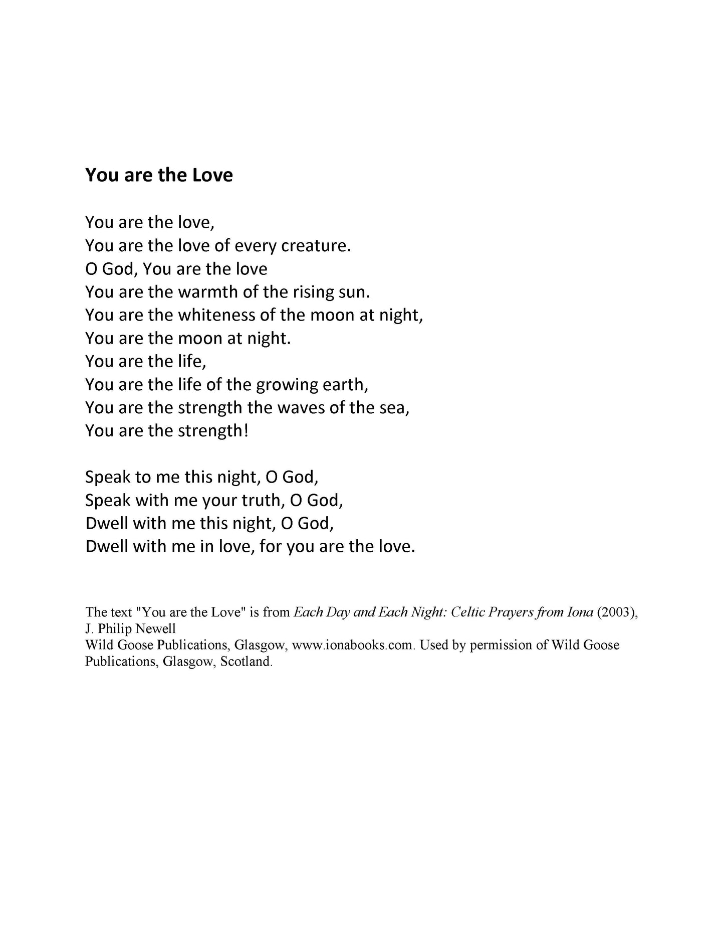 You Are The Love (Celtic Song From Iona)