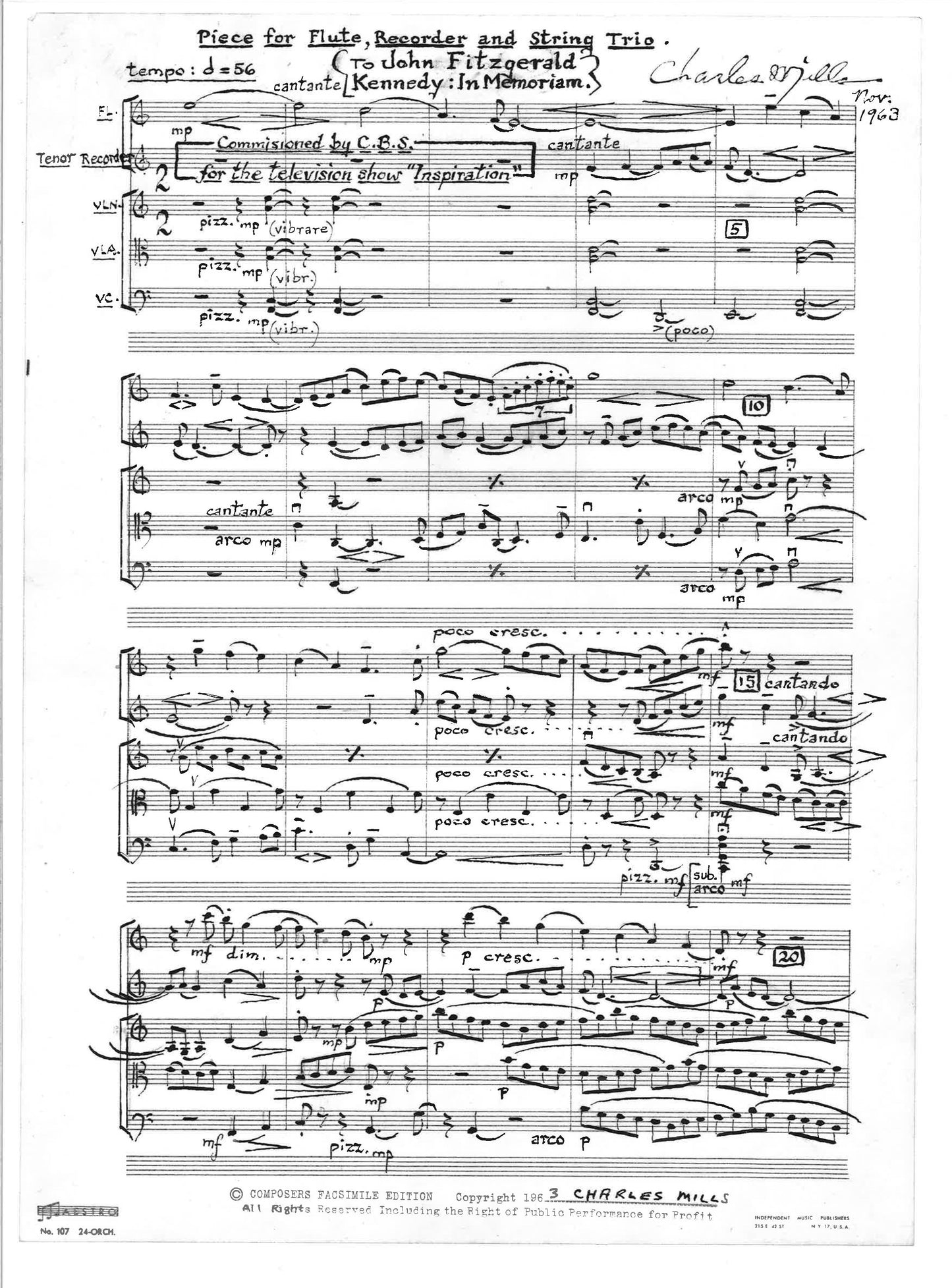 Piece For Flute, Recorder And String Trio