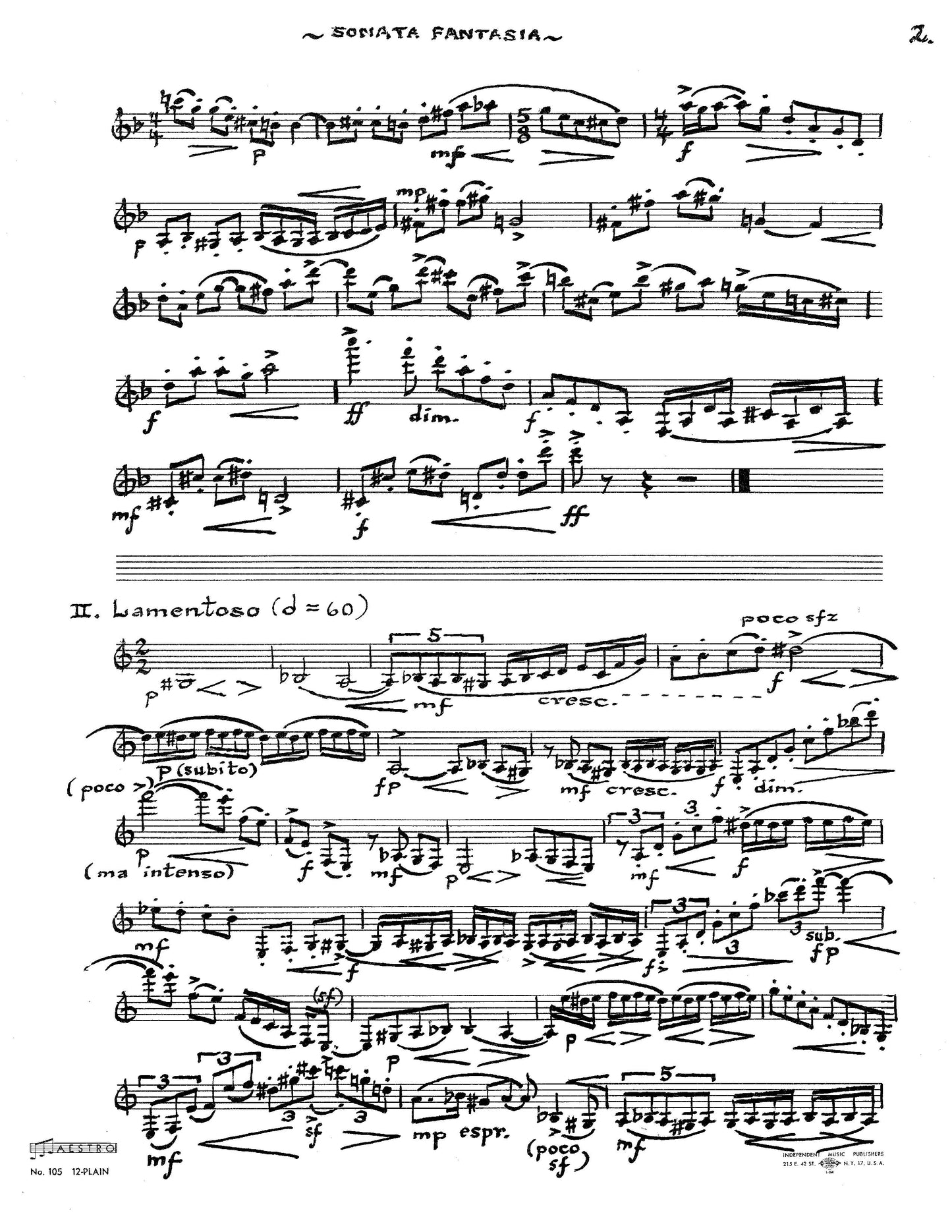 Sonata Fantasia For Clarinet Solo