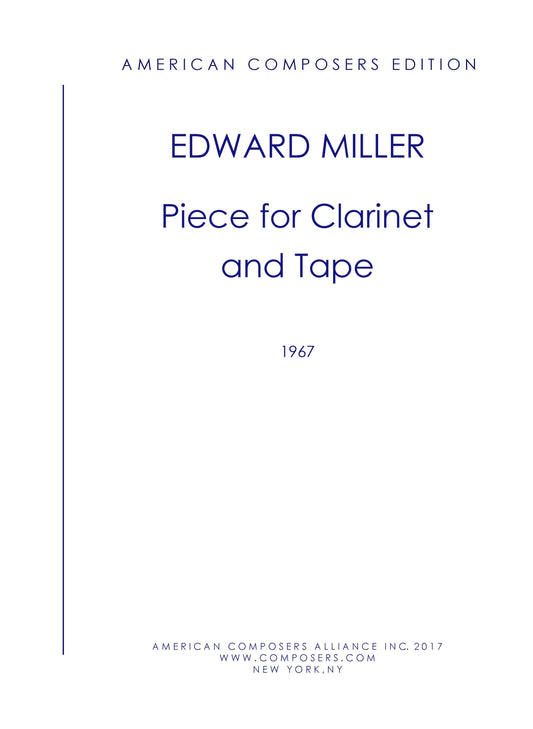 Piece For Clarinet & Tape