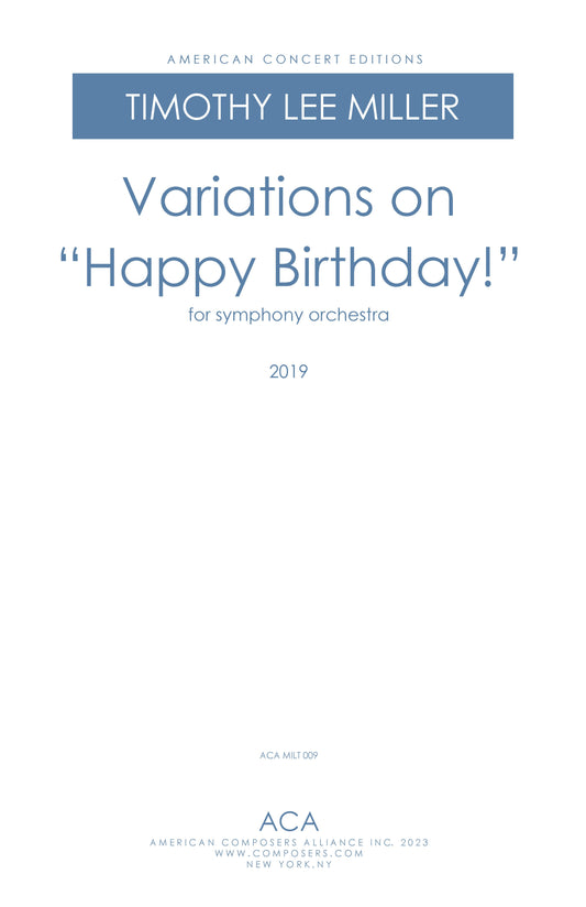 Variations on "Happy Birthday!"