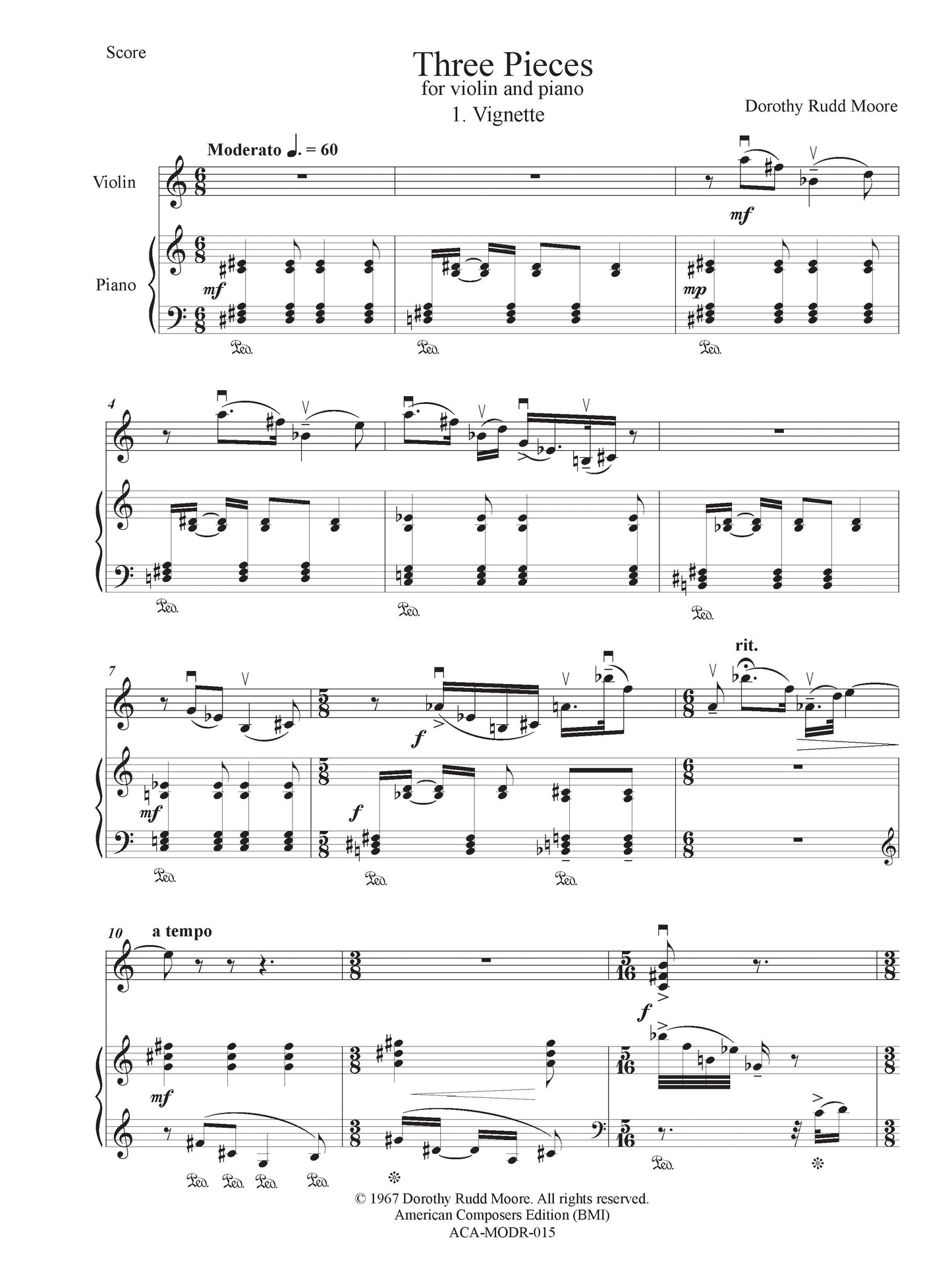 Three Pieces For Violin And Piano