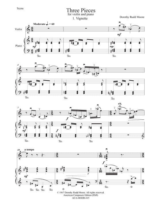 Three Pieces For Violin And Piano