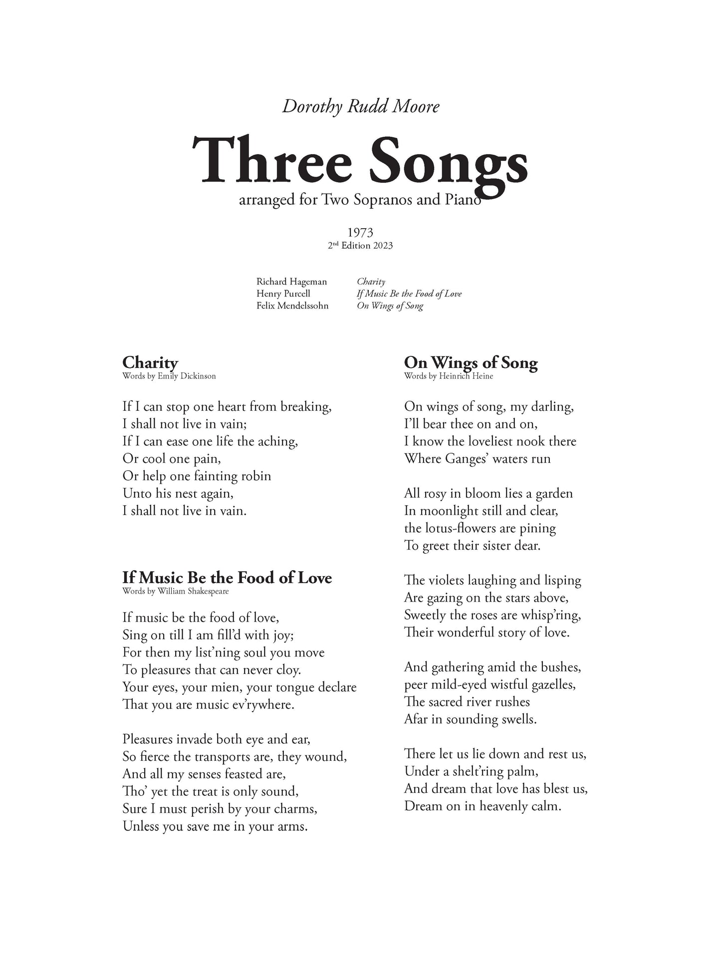 THREE SONGS - Charity - If Music - On Wings - 2nd Edition