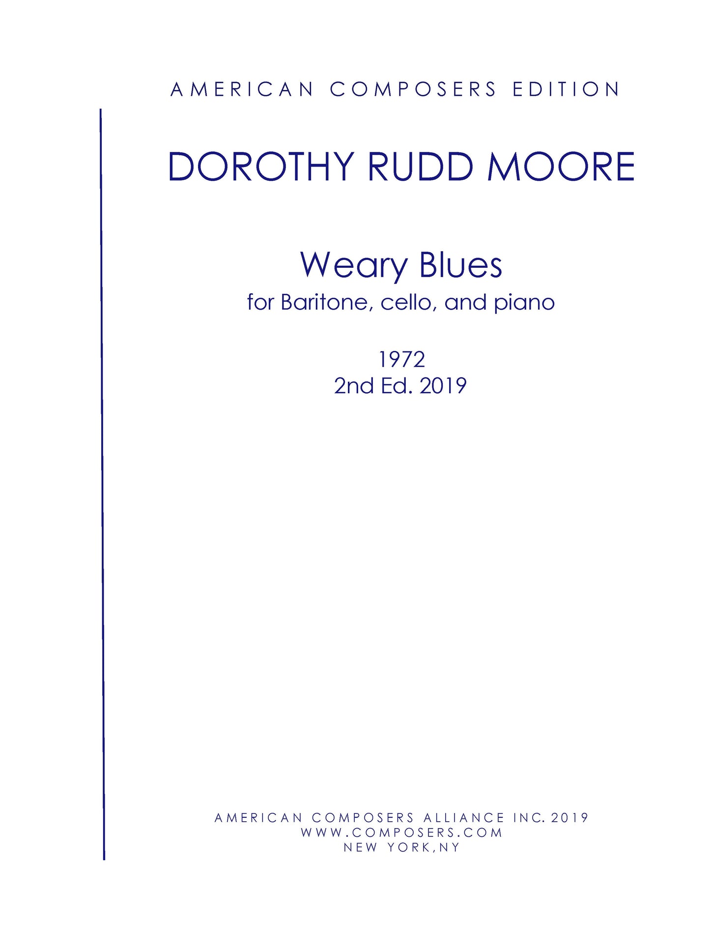 Weary Blues - for Baritone, Cello, and Piano