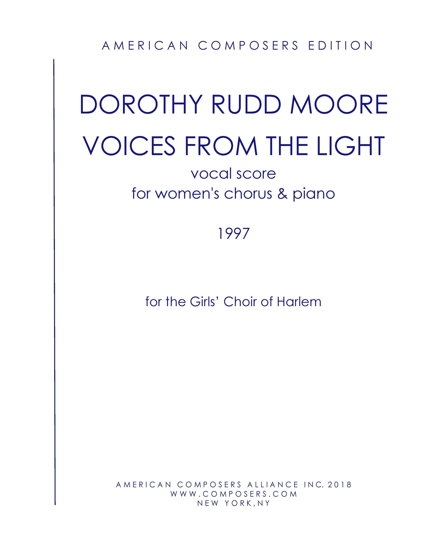 Voices From The Light - Vocal Score -