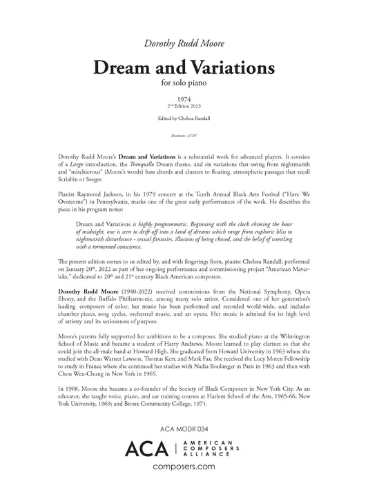 DREAM AND VARIATIONS for PIANO