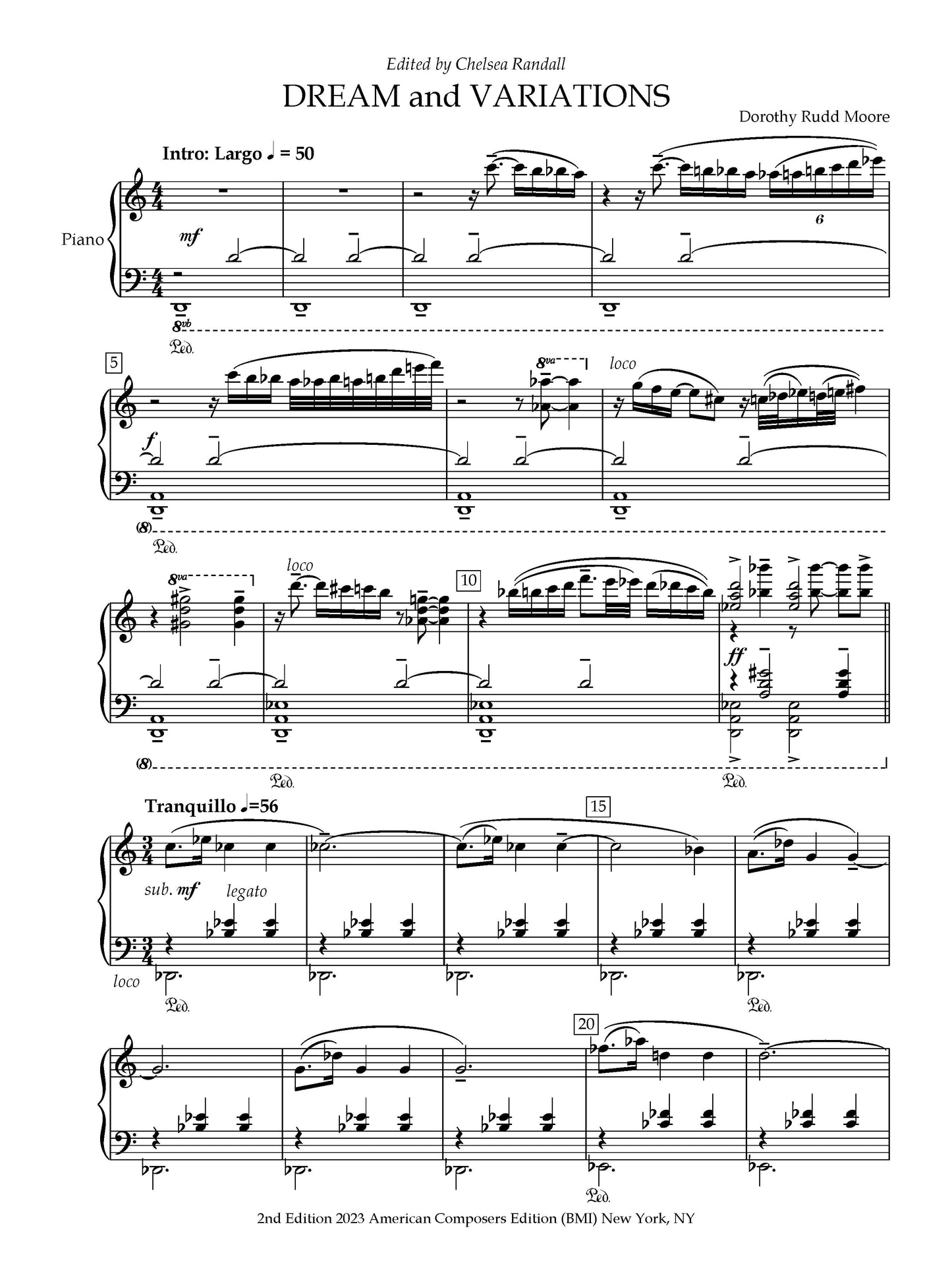 DREAM AND VARIATIONS for PIANO