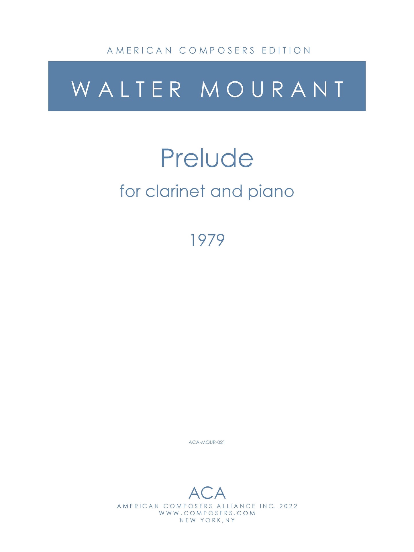 Prelude For Clarinet And Piano