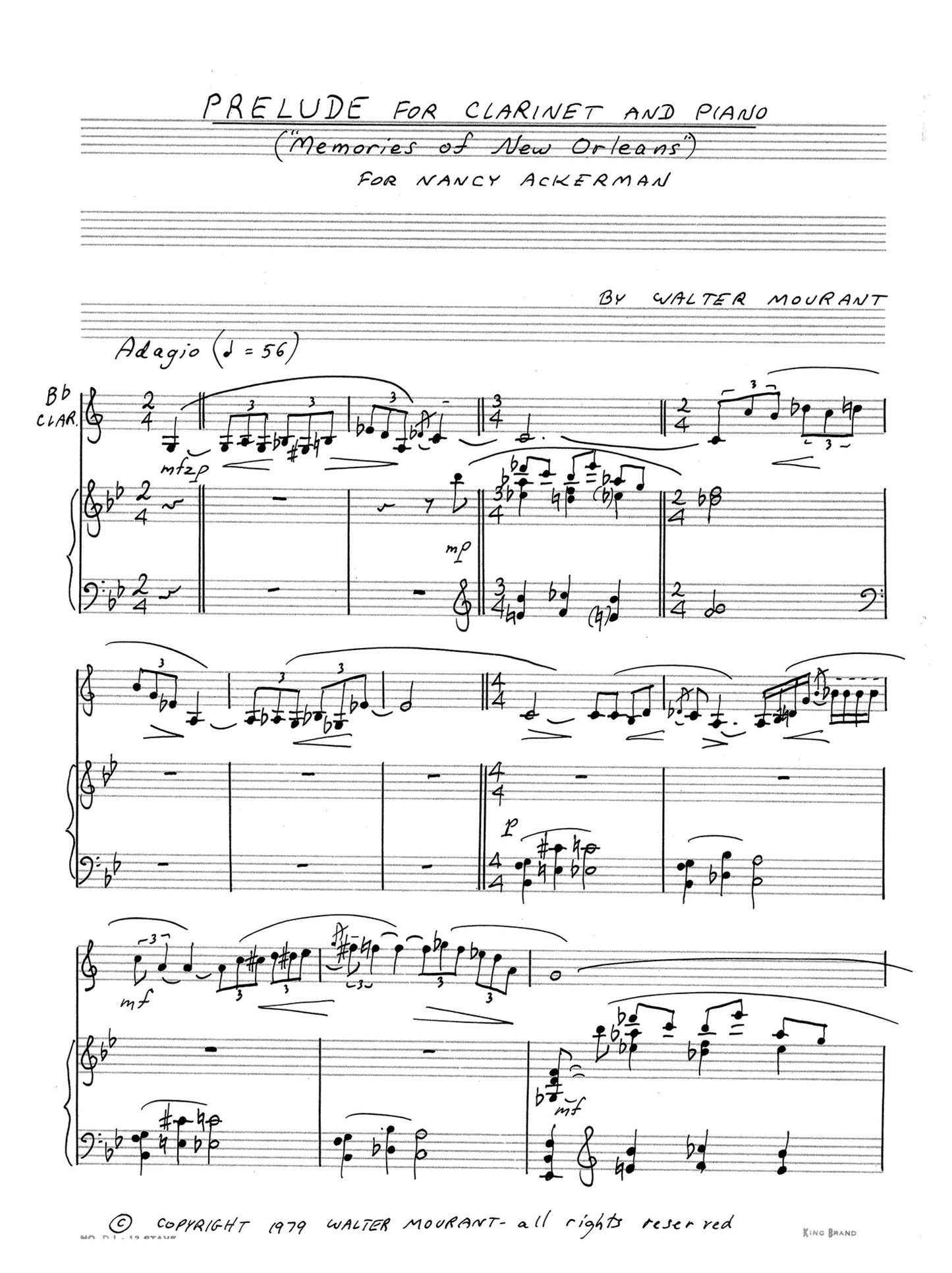 Prelude For Clarinet And Piano