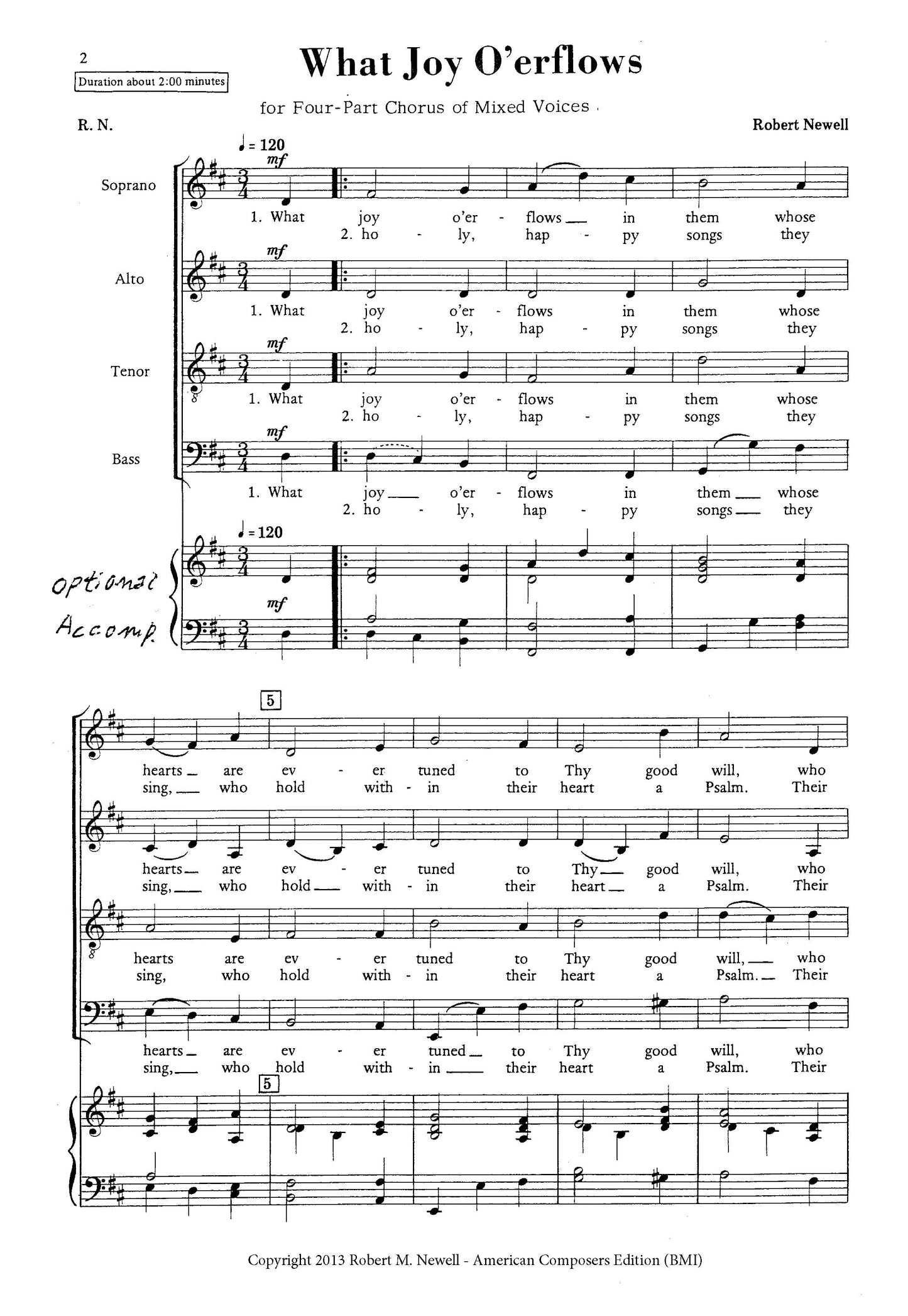 WHAT JOY O'ERFLOWS Choral SATB with optional accomp