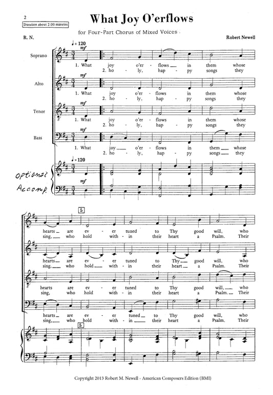 WHAT JOY O'ERFLOWS Choral SATB with optional accomp