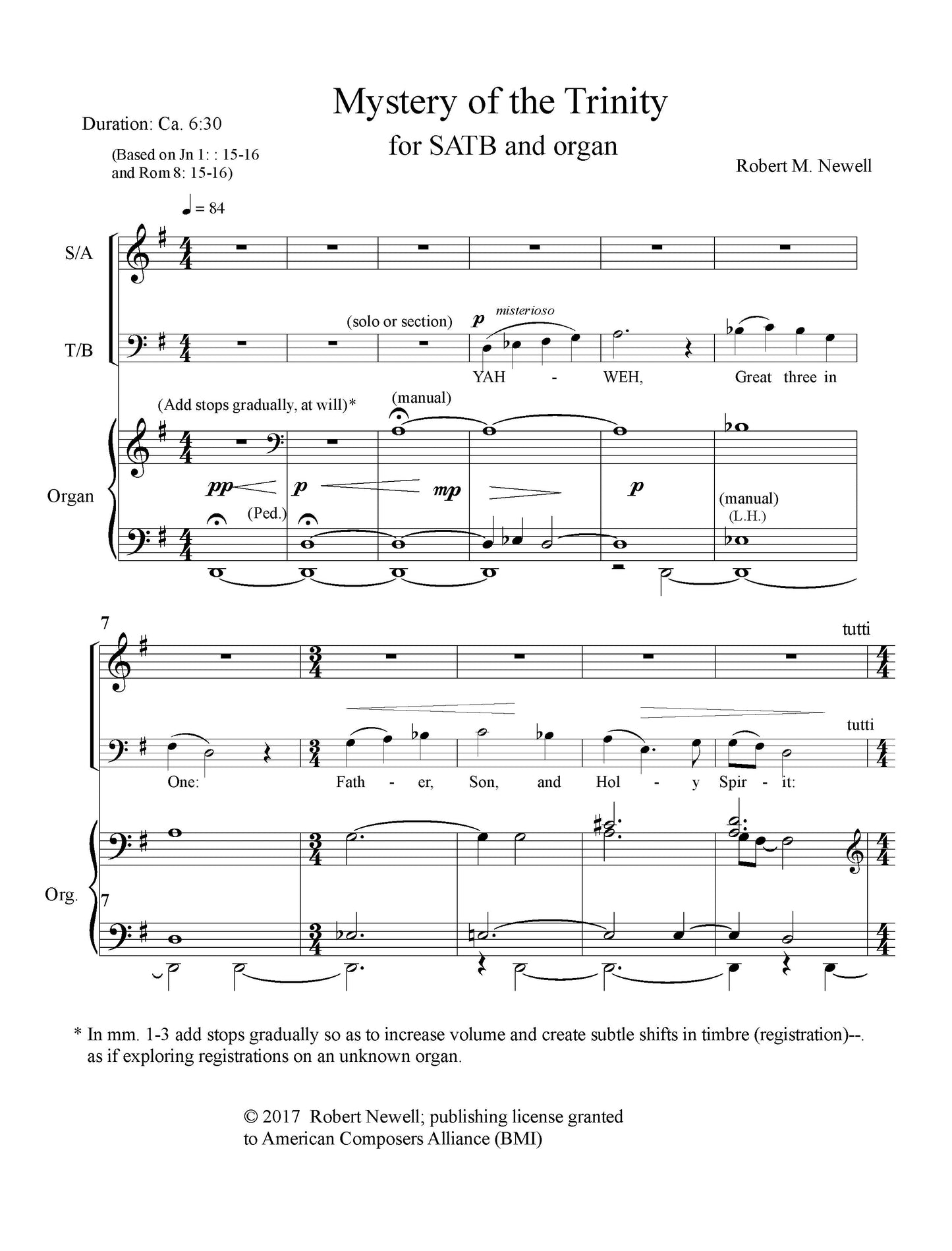 MYSTERY OF THE TRINITY (satb)