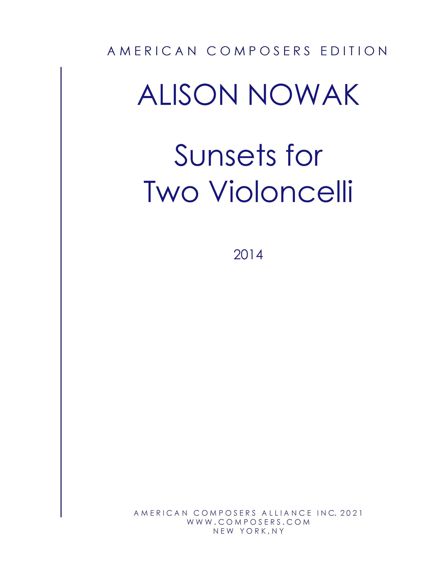 SUNSETS FOR TWO VIOLONCELLI