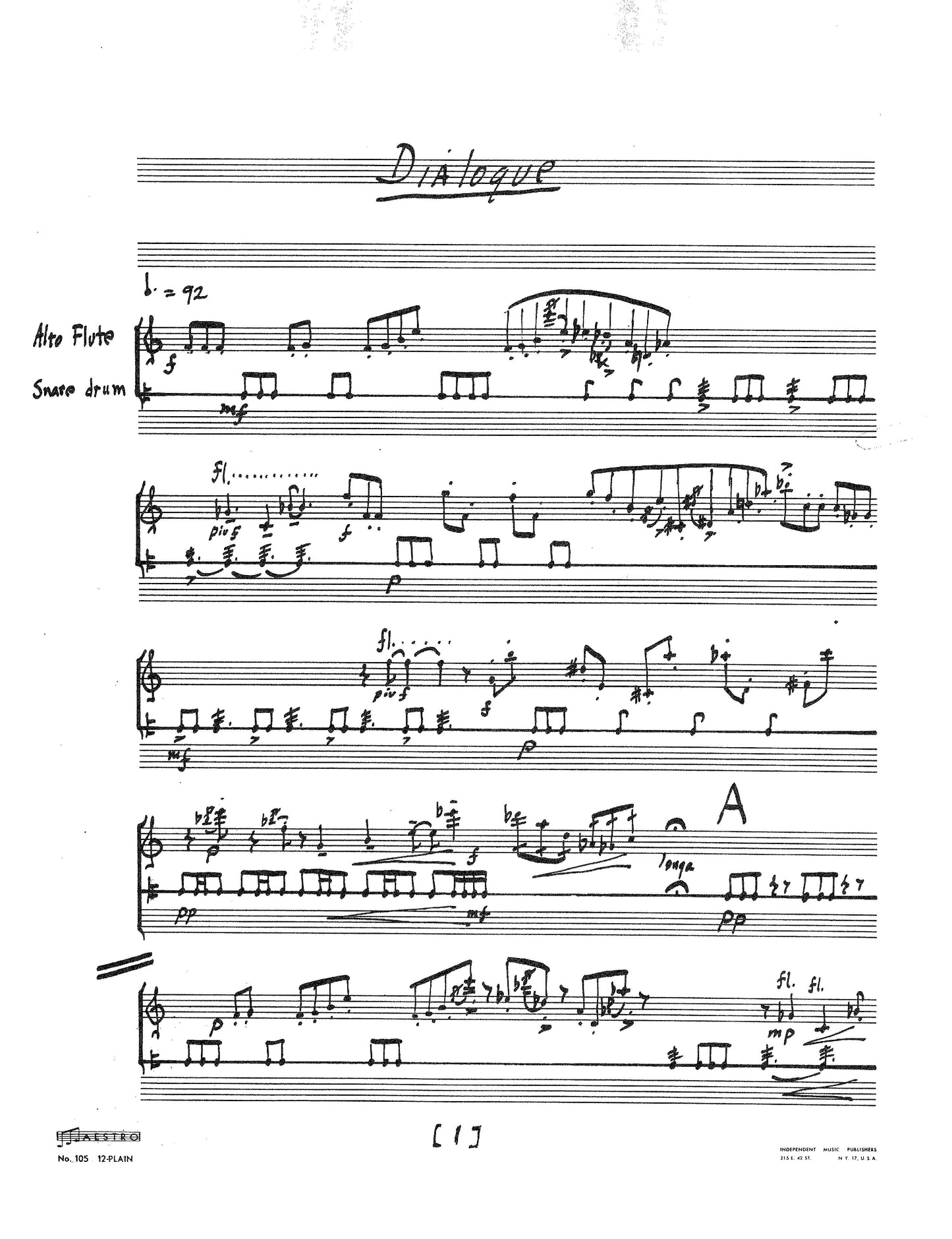 DIALOGUE for Alto Flute and Percussion