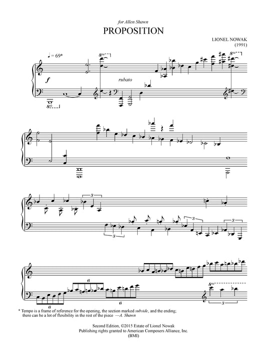 PROPOSITION for solo piano