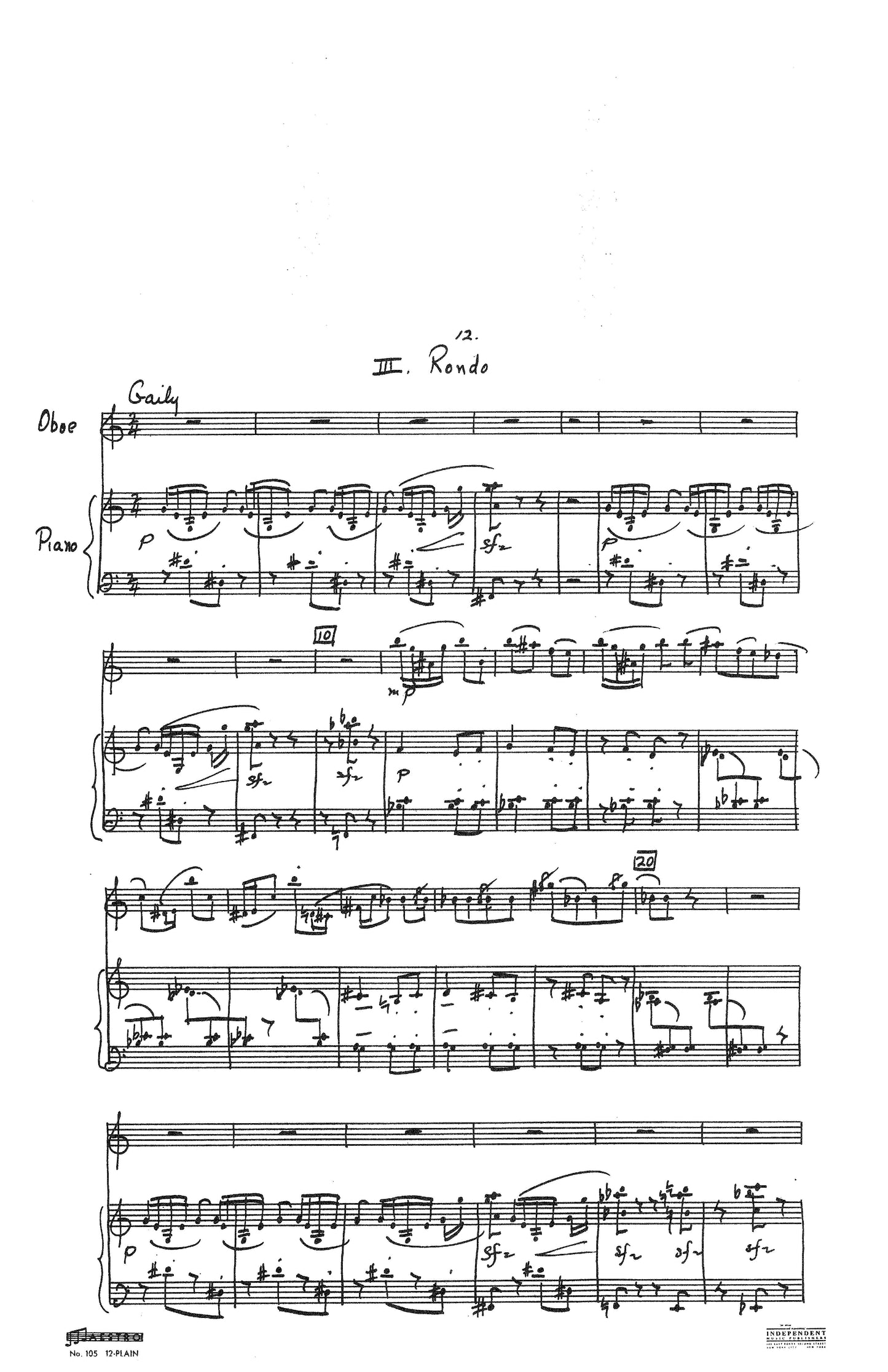 SONATA FOR OBOE & PIANO