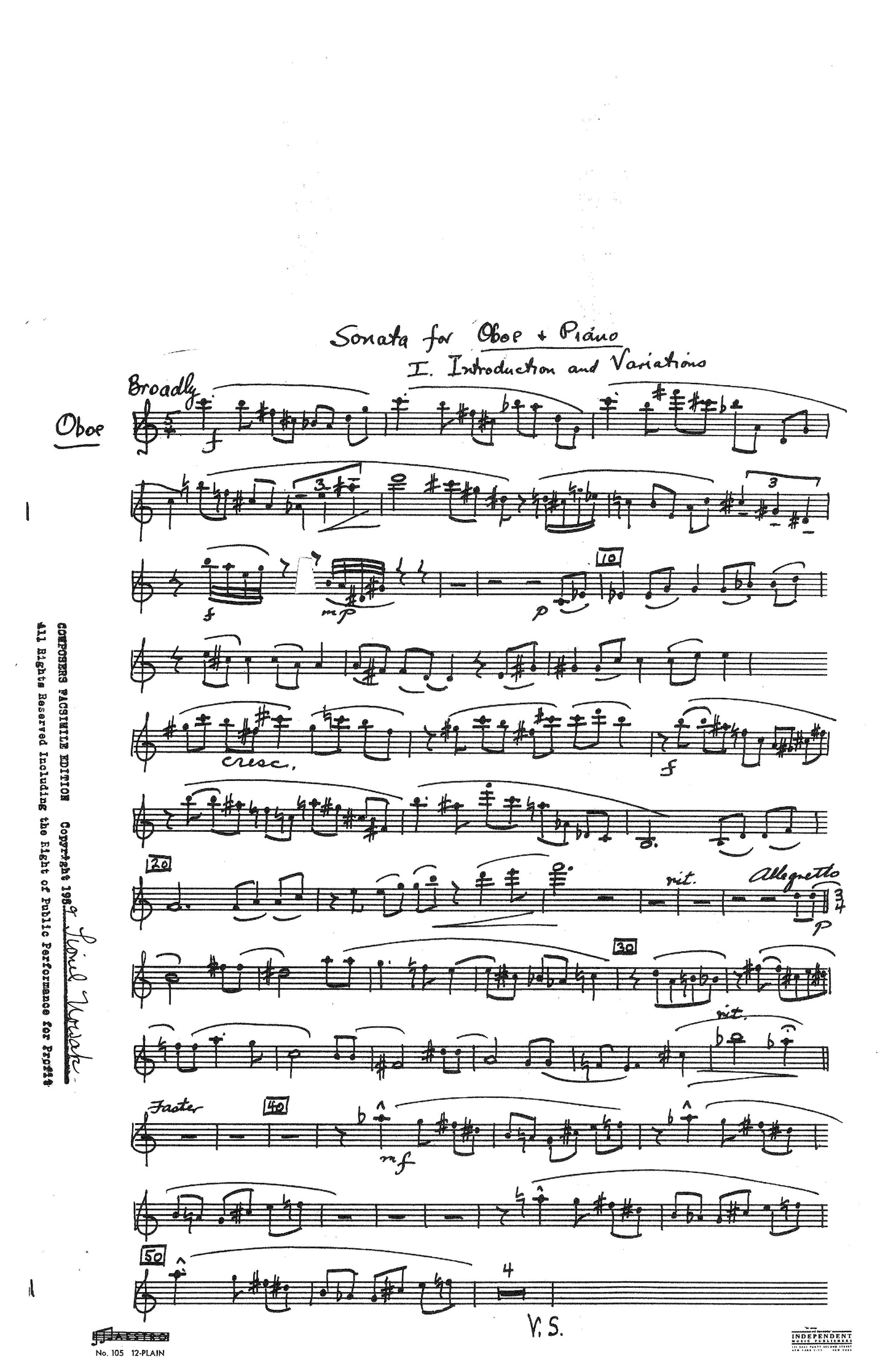 SONATA FOR OBOE & PIANO